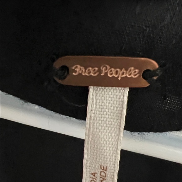 Free People Boogie All Night Embroidered Black and Blue Women's Top Lace Sleeves - Picture 4 of 13